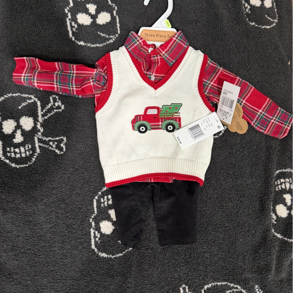 Baby Essentials Red and White Plaid Matching Set